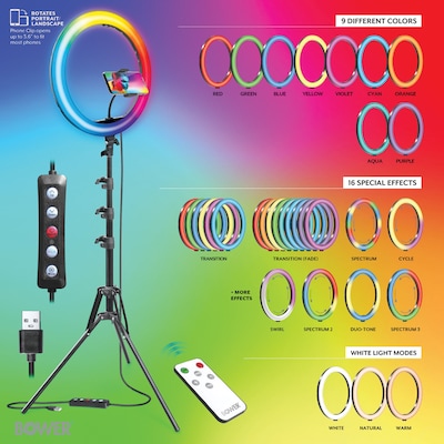 Bower 16" RGB Selfie Ring Light Studio Kit with Wireless Remote Control & Tripod (WA-RLSRGB16)