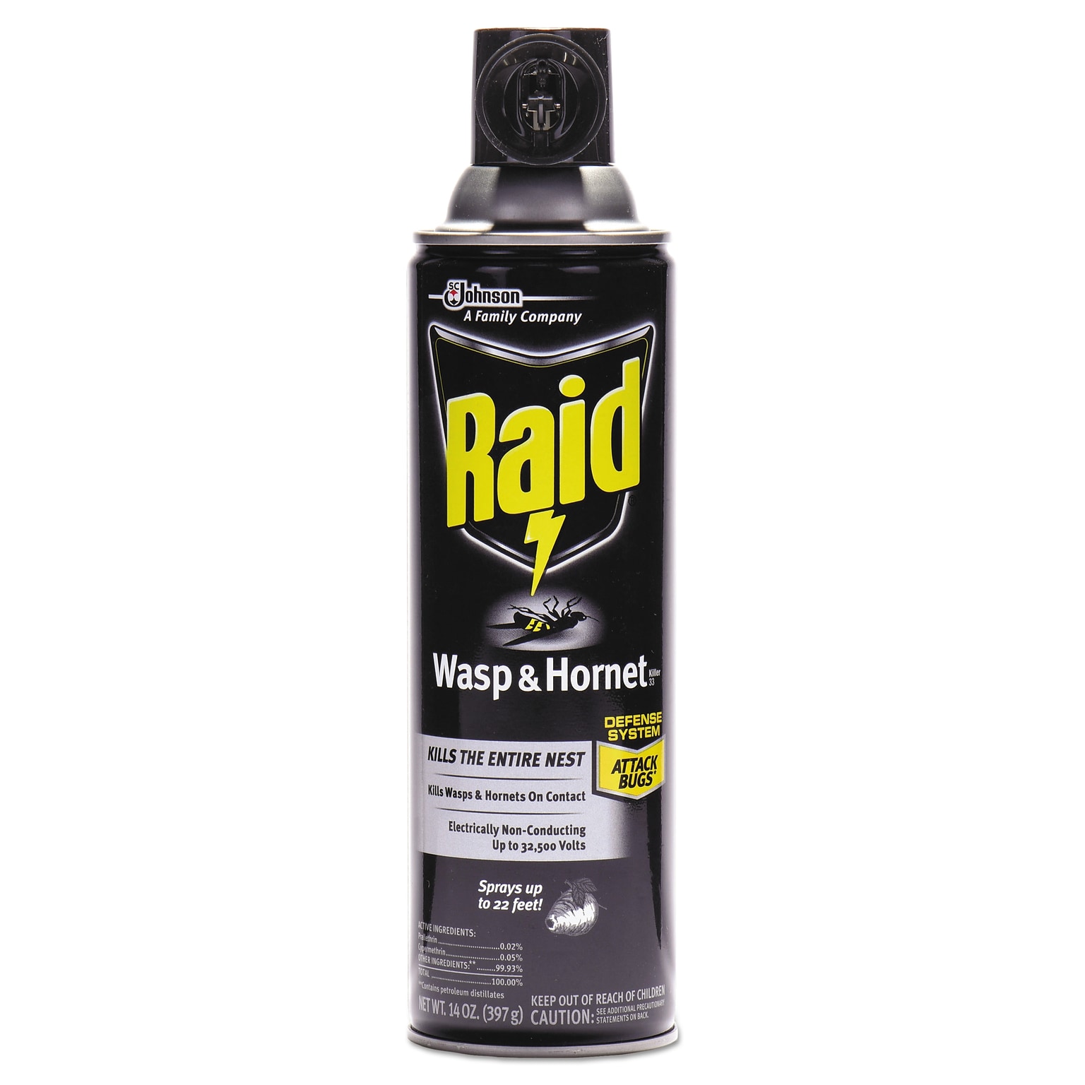 Raid Wasp and Hornet Killer, 14 oz. Aerosol Spray, 12/Carton (SJN668006)