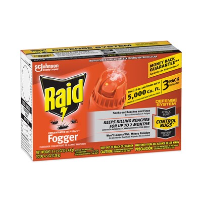 Raid® Concentrated Deep Reach Fogger, 1.5 oz Aerosol Spray, 3/Pack, 12 Packs/Carton