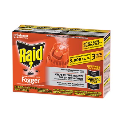 Raid® Concentrated Deep Reach Fogger, 1.5 oz Aerosol Spray, 3/Pack, 12 Packs/Carton