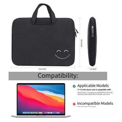 Techprotectus Neoprene Laptop Sleeve for 11.6 & 12" Laptops, Black (TP-BK-NS11)