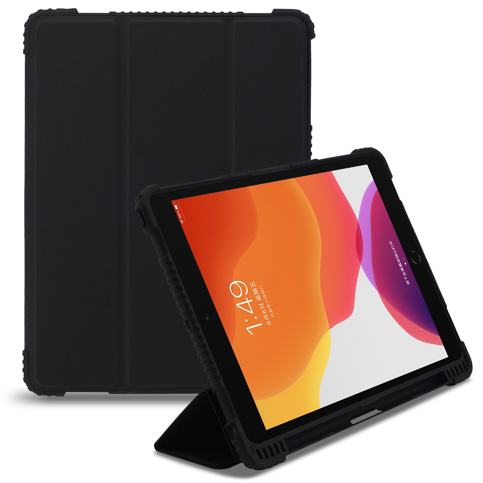 Techprotectus Protective Folio Case for iPad 10.2 inch 7th, 8th, and 9th generation, Black, Plastic (TP-BK-IP10.2E)