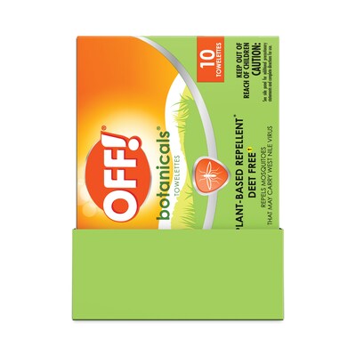 OFF!® Botanicals Insect Repellant, Box, 10 Wipes/Pack, 8 Packs/Carton