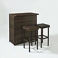 Crosley Palm Harbor 3 Piece Outdoor Wicker Bar Set - Bar & Two Stools (KO70009BR)