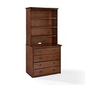 Crosley Valley Forge Double File Cabinet with Hutch in Vintage Cherry (KF65002CH)