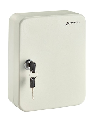 AdirOffice Key-Lock 30 Key Cabinet, White (681-30-WHI)