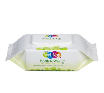 Wet-Nap Hands and Face Cleansing Wipes, 7 x 6, White, Fragrance-Free, 110/Pack, 6 Packs/Carton