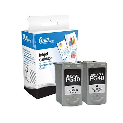 Quill Brand® Remanufactured Black Standard Yield Ink Cartridge Replacement for Canon PG-40 (0615B013), 2/Pk (Lifetime Warranty)