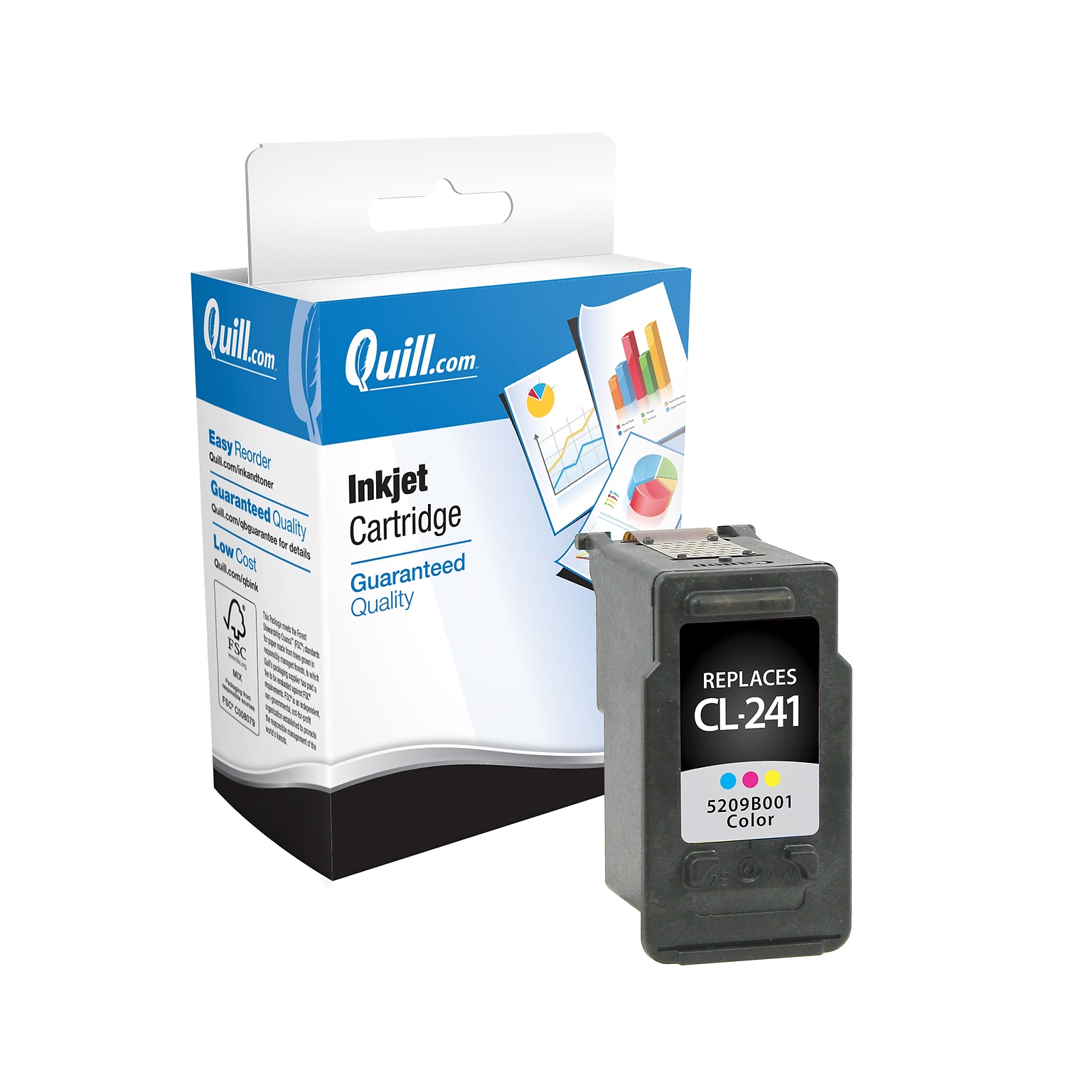Quill Brand® Remanufactured Tri-Color Standard Yield Ink Cartridge Replacement for Canon CL-241 (5209B001AA) (Lifetime Warranty)