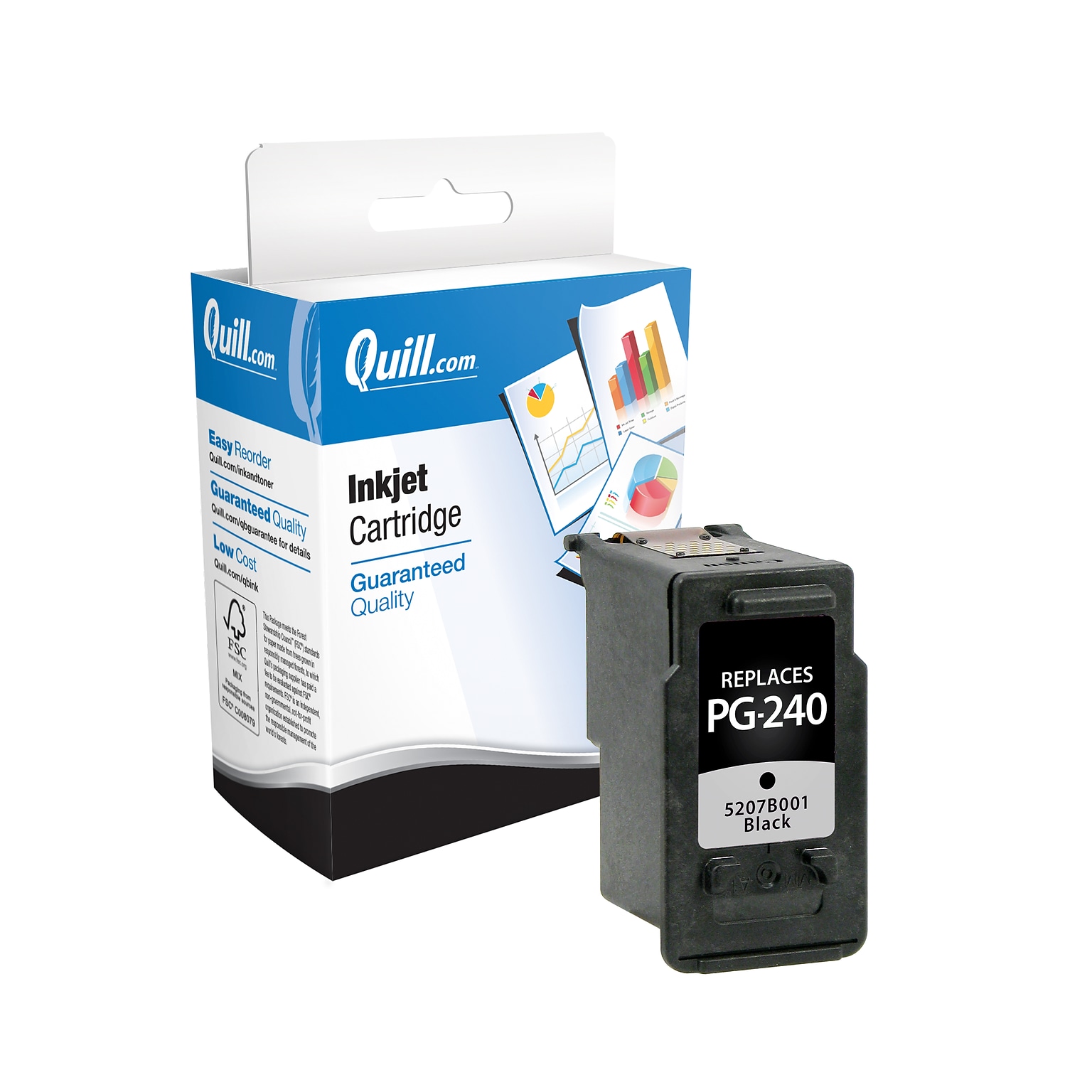 Quill Brand® Remanufactured Black Standard Yield Ink Cartridge Replacement for Canon PG-240 (5207B001) (Lifetime Warranty)