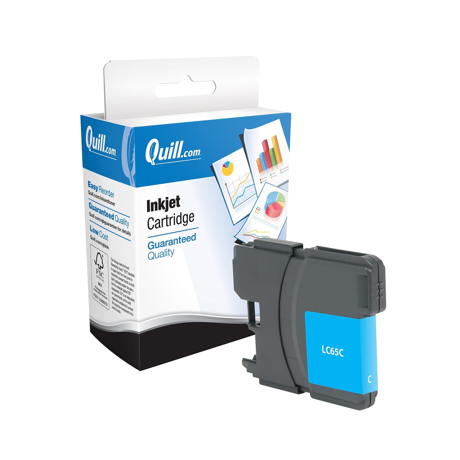 Quill Brand® Remanufactured Cyan High Yield Ink Cartridge Replacement for Brother LC65 (LC65HYCS) (Lifetime Warranty)