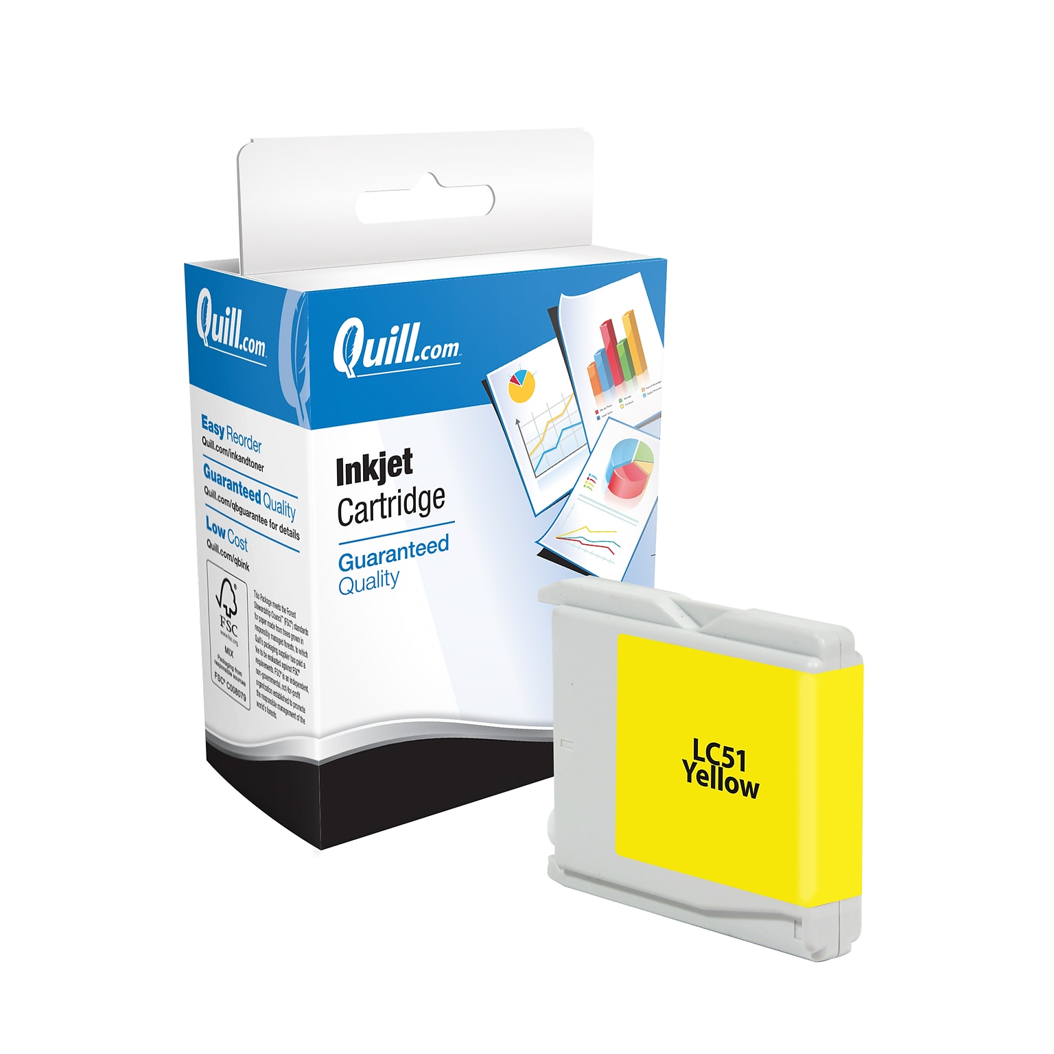 Quill Brand® Remanufactured Yellow Standard Yield Ink Cartridge Replacement for Brother LC51 (LC51Y) (Lifetime Warranty)