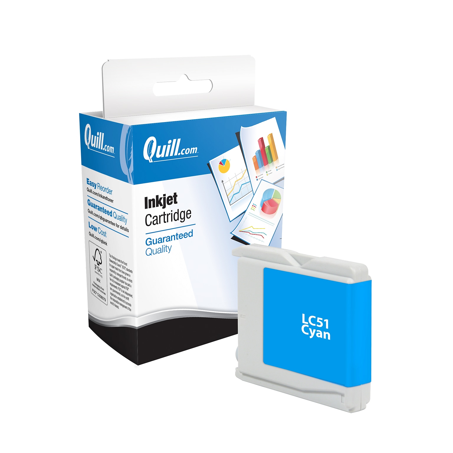 Quill Brand® Remanufactured Cyan Standard Yield Ink Cartridge Replacement for Brother LC51 (LC51C) (Lifetime Warranty)