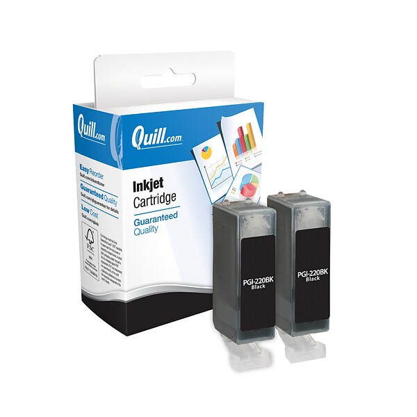 Quill Brand® Remanufactured Black Standard Yield Ink Cartridge Replacement for Canon PGI-220 (2945B001), 2/Pack
