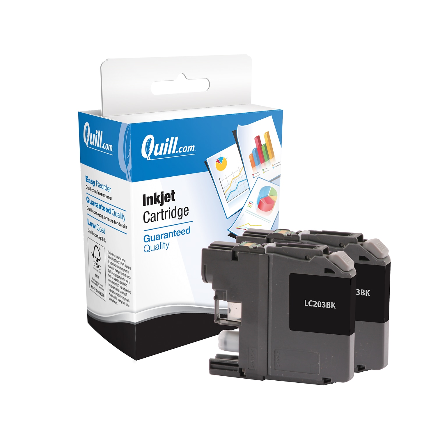 Quill Brand® Remanufactured Black High Yield Ink Cartridge Replacement for Brother LC203XL (LC2032PKS), 2/Pk (Lifetime Warranty)