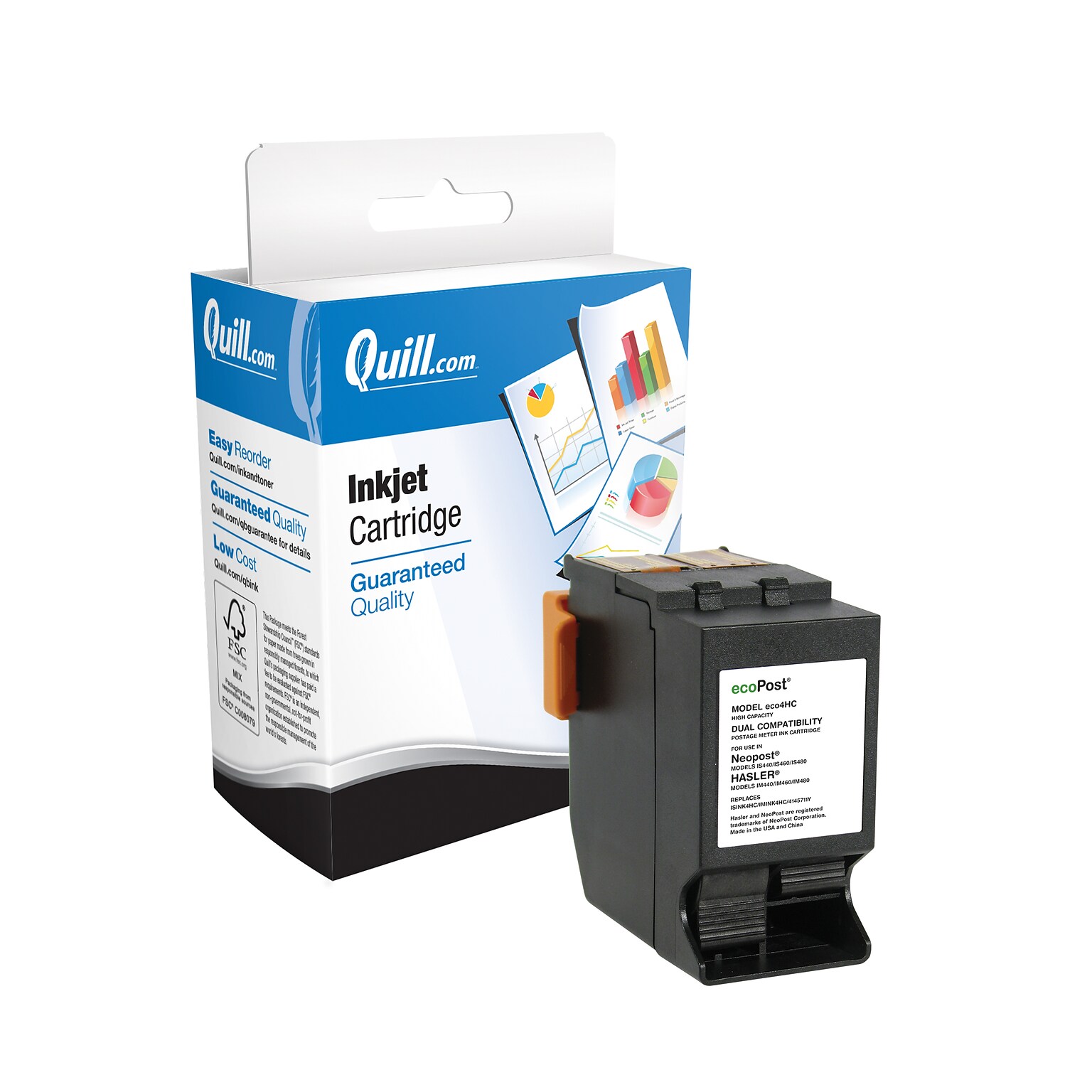 Quill Brand® Remanufactured Red Standard Yield Postage Ink Replacement for NeoPost/Hasler 4HC (ECO4HC) (Lifetime Warranty)