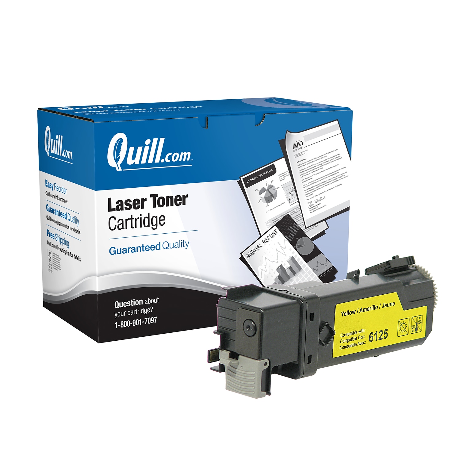 Quill Brand® Compatible Yellow Standard Yield Toner Cartridge Replacement for Xerox 6125 (106R01333) (Lifetime Warranty)