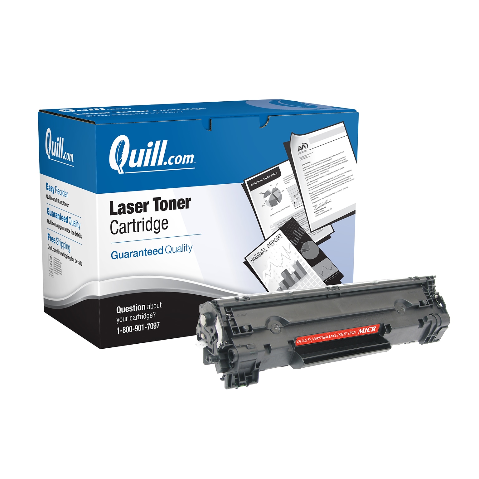 Quill Brand® Remanufactured Black Standard Yield MICR Toner Cartridge Replacement for HP 36A (CB436A) (Lifetime Warranty)
