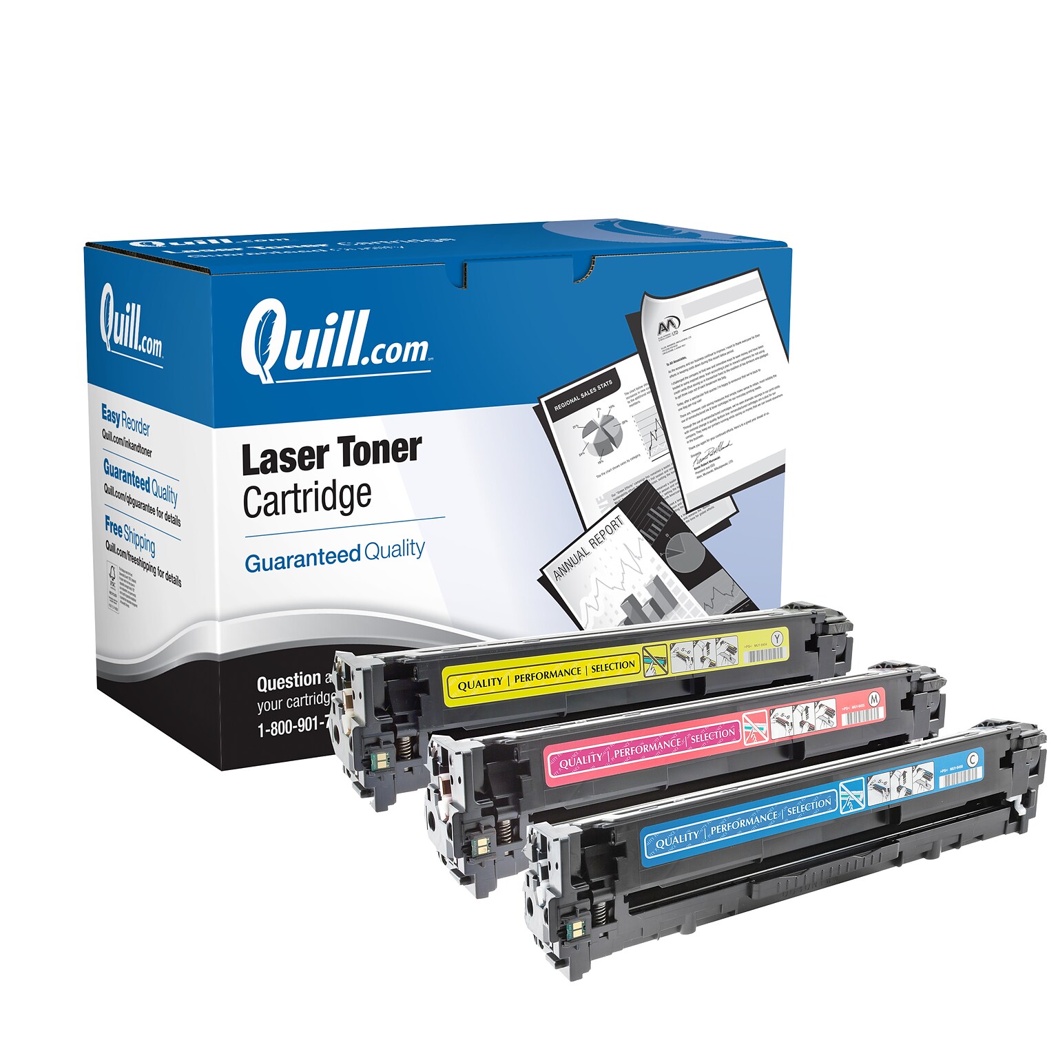 Quill Brand® Remanufactured Cyan/Magenta/Yellow Standard Yield Toner Cartridge Replacement for HP 128A (CF371AM), 3/Pack