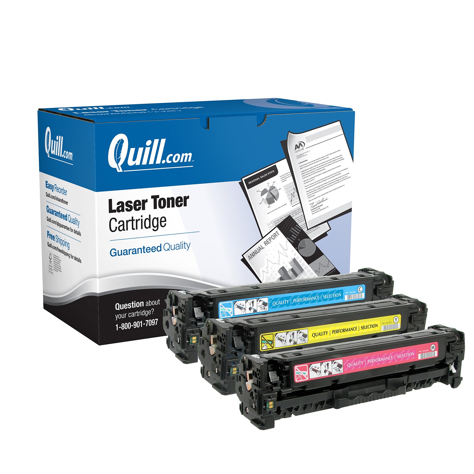 Quill Brand® Remanufactured Cyan/Magenta/Yellow Standard Yield Toner Cartridge Replacement for HP 304A (CF340A), 3/Pack