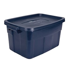 Rubbermaid Roughneck 56 Quart Latching Lid Storage Tote, Dark Indigo Metallic (RMRT140008)