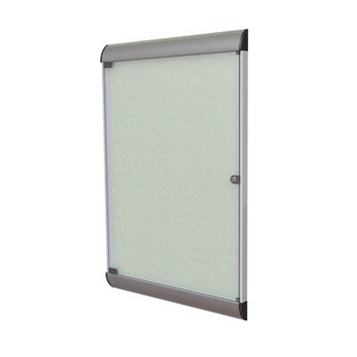 Ghent Silhouette 4 H x 2 W Enclosed Vinyl Bulletin Board with Satin Frame, 1 Door, Silver (SILH20416)