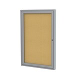 Ghent 36 H x 30 W Enclosed Natural Cork Bulletin Board with Satin Frame, 1 Door (PA13630K)