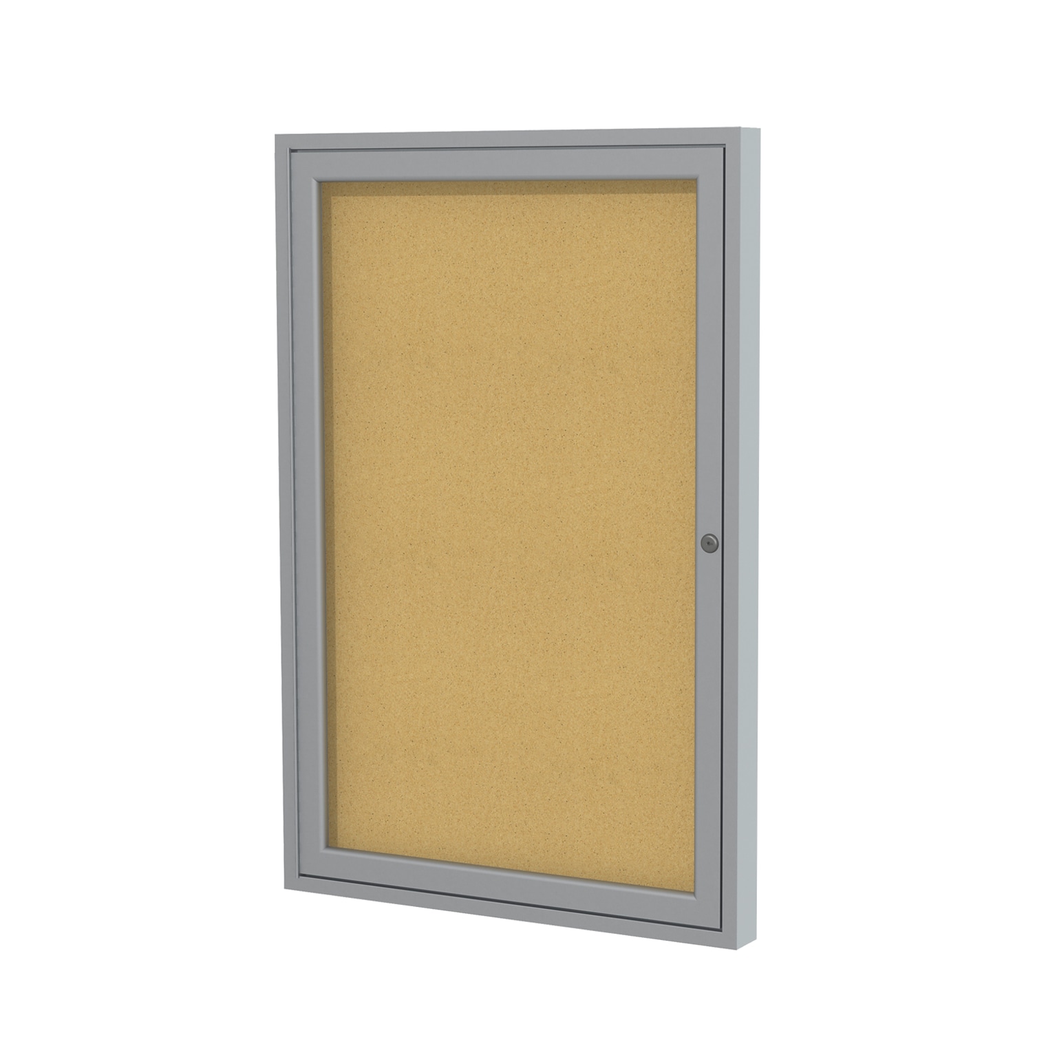 Ghent 3 H x 3 W Enclosed Natural Cork Bulletin Board with Satin Frame, 1 Door (PA13636K)