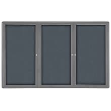 Ghent Ovation 4 H x 6 W Enclosed Fabric Bulletin Board with Gray Frame, 3 Door, Gray (OVG5-F91)
