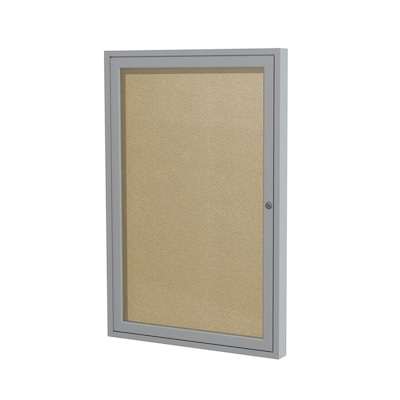 Ghent 24 H x 18 W Enclosed Vinyl Bulletin Board with Satin Frame, 1 Door, Caramel (PA12418VX-181)