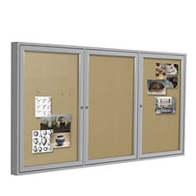 Ghent 3 H x 6 W Enclosed Vinyl Bulletin Board with Satin Frame, 3 Door (PA33672VX-181)