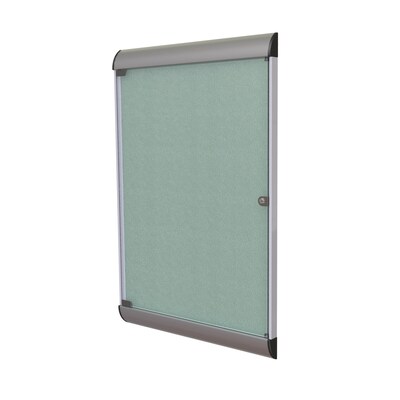 Ghent Silhouette 4 H x 2 W Enclosed Vinyl Bulletin Board with Satin Frame, 1 Door, Stone (SILH20419)