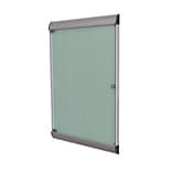 Ghent Silhouette 4 H x 2 W Enclosed Vinyl Bulletin Board with Satin Frame, 1 Door, Stone (SILH2041