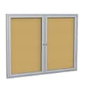 Ghent 4 H x 5 W Enclosed Natural Cork Bulletin Board with Satin Frame, 2 Door (PA24860K)