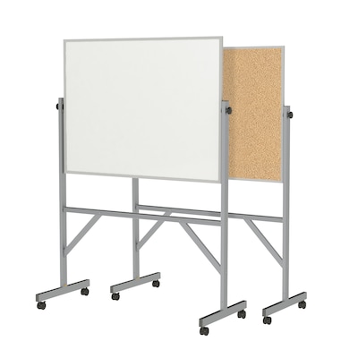 Ghent 3' H x 4' W Reversible Cork Bulletin Board/Whiteboard with Aluminum Frame (ARMK34)