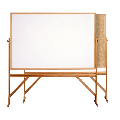 Ghent Reversible Cork Bulletin Board/Whiteboard, Wood Frame, 4 H x 6 W (RMK46)