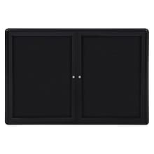 Ghent Ovation 3 H x 4 W Enclosed Fabric Bulletin Board with Black Frame, 2 Door, Black (OVK2-F95)