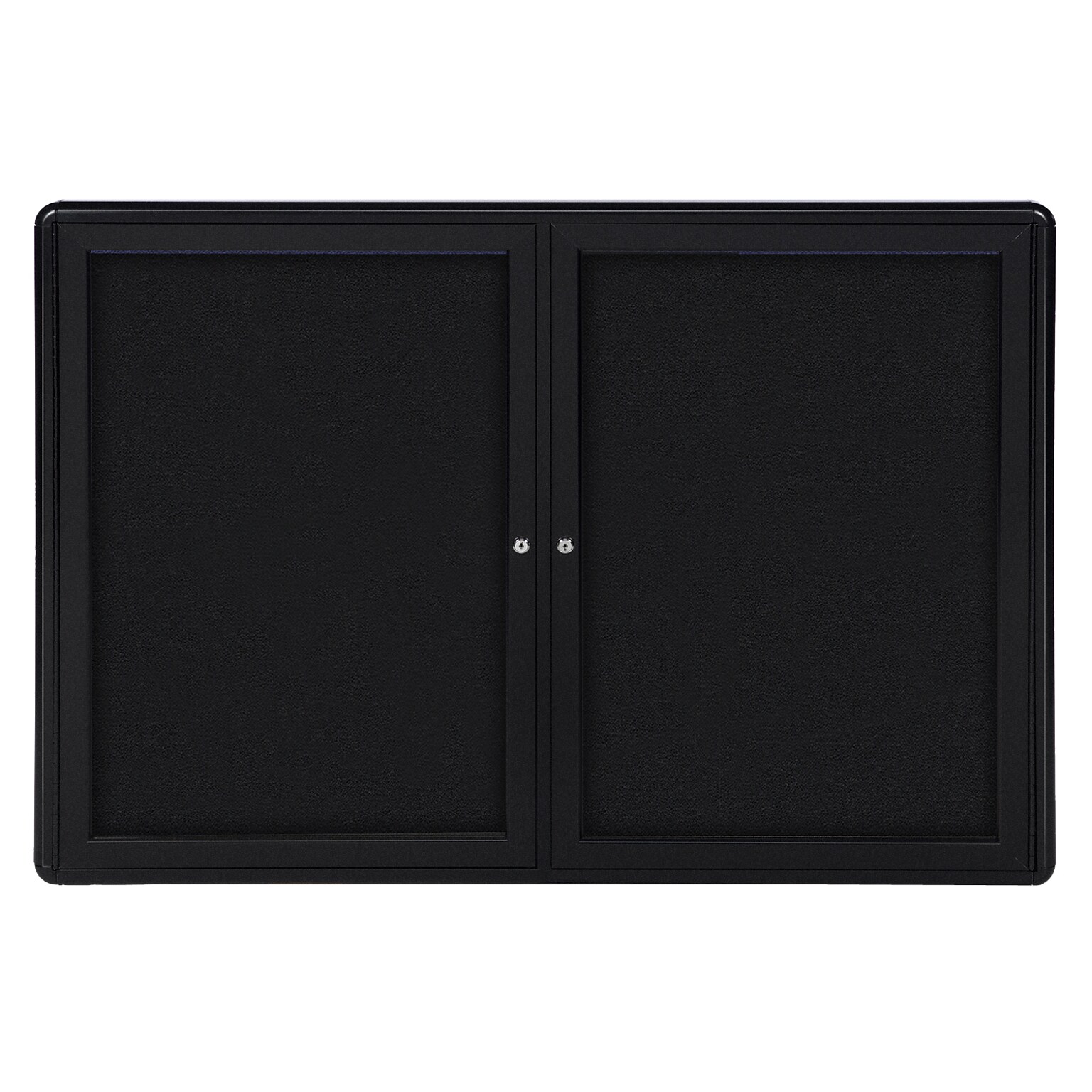 Ghent Ovation 3 H x 4 W Enclosed Fabric Bulletin Board with Black Frame, 2 Door, Black (OVK2-F95)