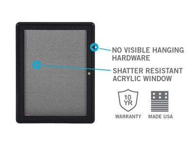 Ghent Ovation 3' H x 4' W Enclosed Fabric Bulletin Board with Black Frame, 2 Door, Black (OVK2-F95)