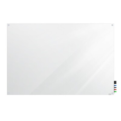 Ghent Harmony 4'H x 8'W Magnetic Glass Whiteboard with Square Corners, White (HMYSM48WH)