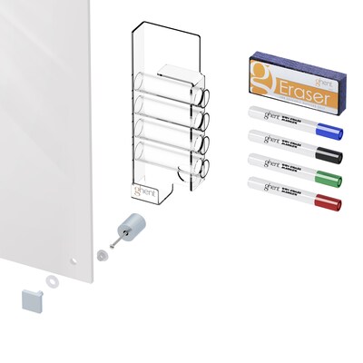 Ghent Harmony 4'H x 6'W Magnetic Glass Whiteboard with Square Corners, White (HMYSM46WH)