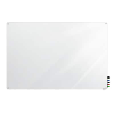 Ghent Harmony 4'H x 5'W Magnetic Glass Whiteboard with Radius Corners, White (HMYRM45WH)