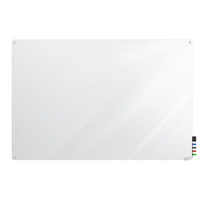 Ghent Harmony Glass Whiteboard with Radius Corners, 4'H x 6'W, White (HMYRN46WH)