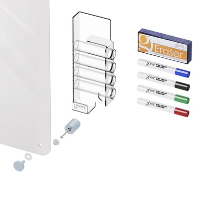 Ghent Harmony Glass Whiteboard with Radius Corners, 4'H x 6'W (HMYRN46WH)