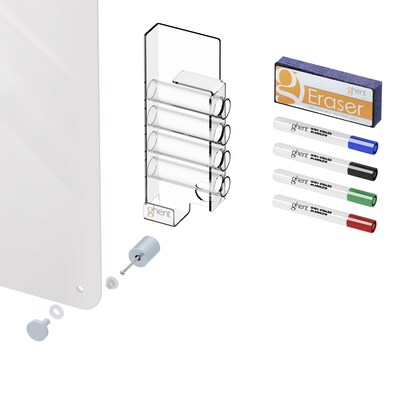 Ghent Harmony Glass Whiteboard with Radius Corners, 4'H x 6'W, White (HMYRN46WH)