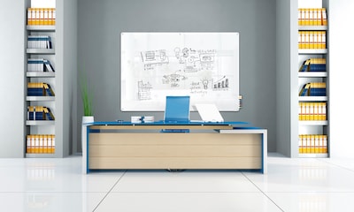 Ghent Harmony Glass Whiteboard with Radius Corners, 4'H x 6'W, White (HMYRN46WH)