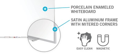 Ghent Magnetic Porcelain Dry-Erase Whiteboard, Aluminum Frame, 4'H x 4'W (M1-44-4)