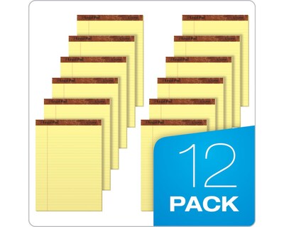 TOPS Legal Pad Notepads, 8.5" x 11.75", Wide Ruled, Canary, 50 Sheets/Pad, 12 Pads/Pack (7532)