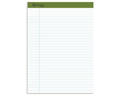 Ampad Earthwise Notepads, 8.5 x 11.75, Wide Ruled, White, 50 Sheets/Pad, 12 Pads/Pack (TOP 20-172R