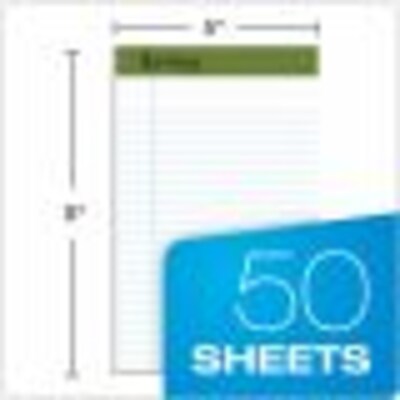 Ampad Earthwise 100% Recycled Ruled Pad,  5x8", Jr. Legal Ruling, White, 50 Sheets/Pad, 12 Pads/Pack (20152)